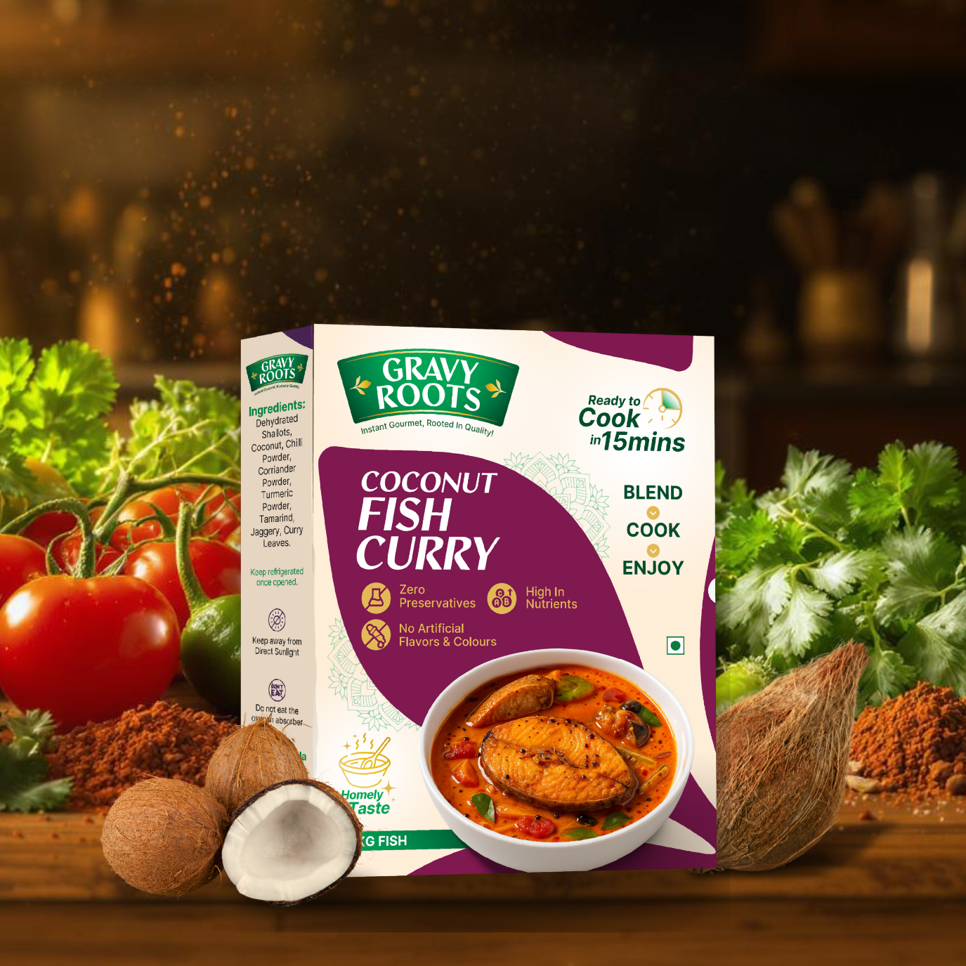 Gravy Roots Coconut fish curry Masala Blend – Ready-to-Mix.
